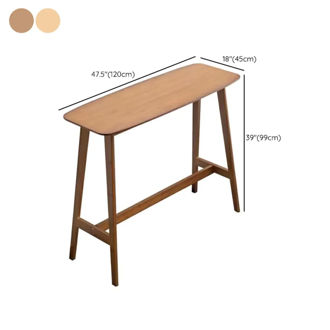 Simple Brown Bamboo 4-Leg Trestle Bar Tables #size