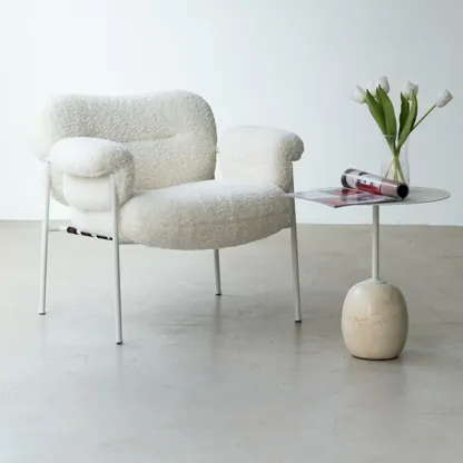 Contemporary Fabric Accent Chair with Tufting for Living Room Image - 8