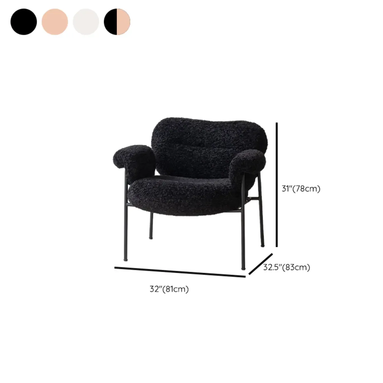 Contemporary Fabric Accent Chair with Tufting for Living Room #size