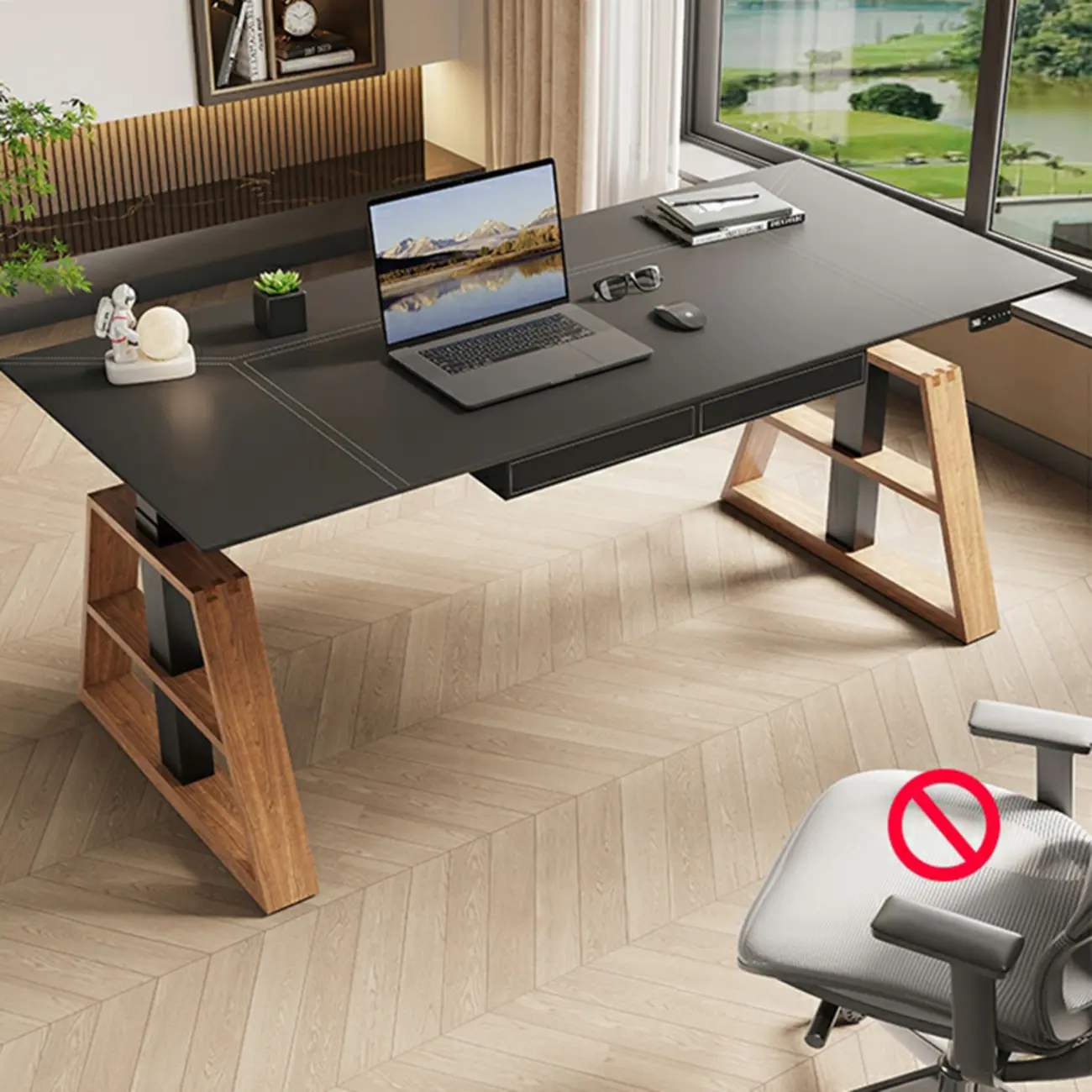 Modish Stone Wood Automatic Adjustable Office Desk Image - 2 | homeyfad