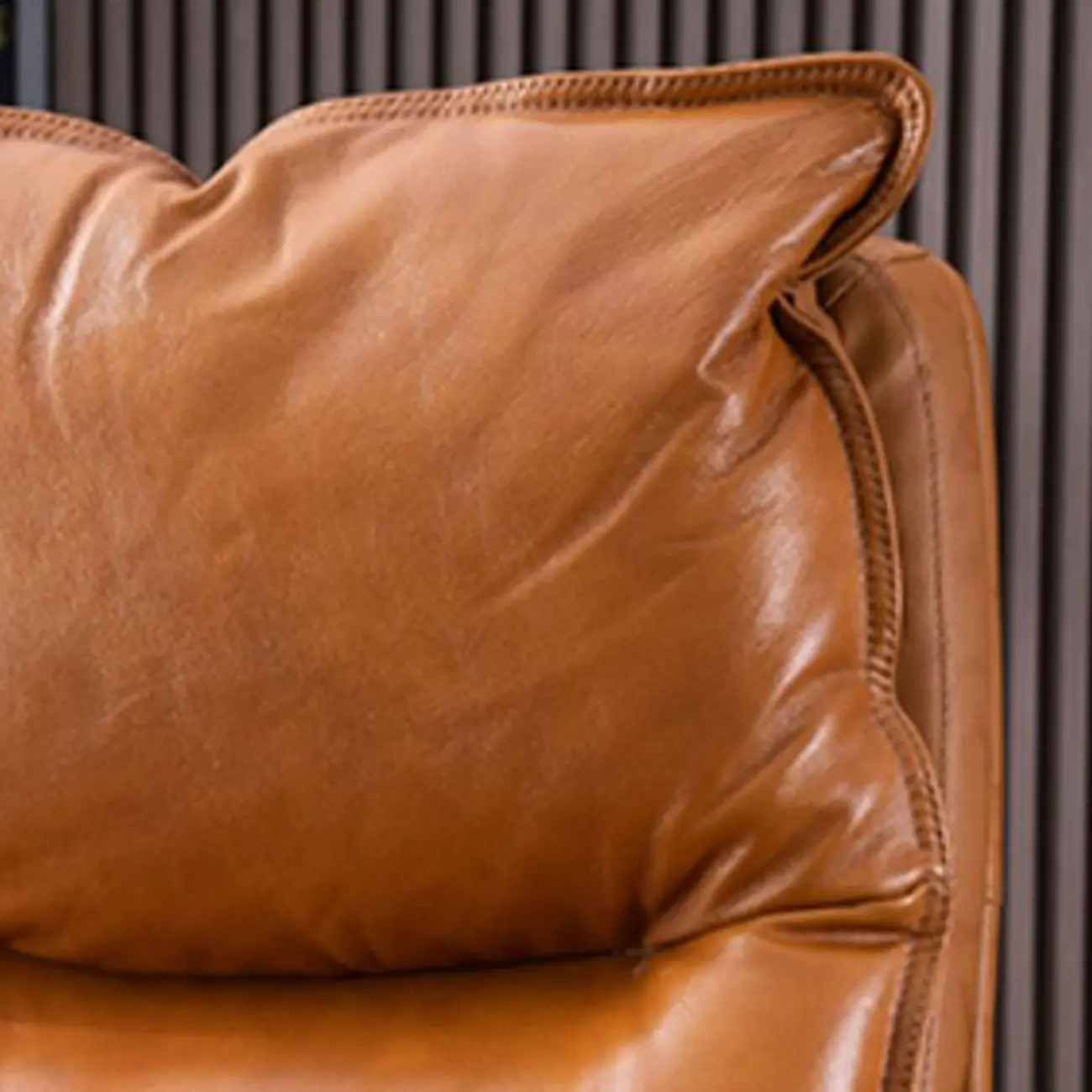 Brown Leather Upholstered Adjustable Wheeled Office Chair Image - 10 | homeyfad