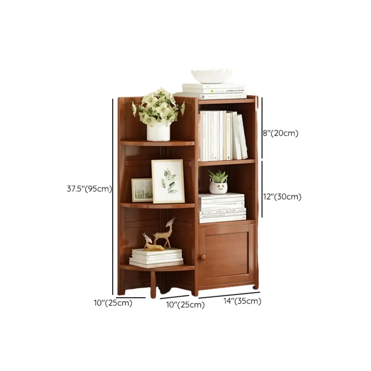 Geometric Multi-Layer Brown Wooden Storage Corner Cabinet Image - 20