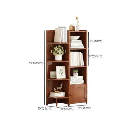 Geometric Multi-Layer Brown Wooden Storage Corner Cabinet Image - 21