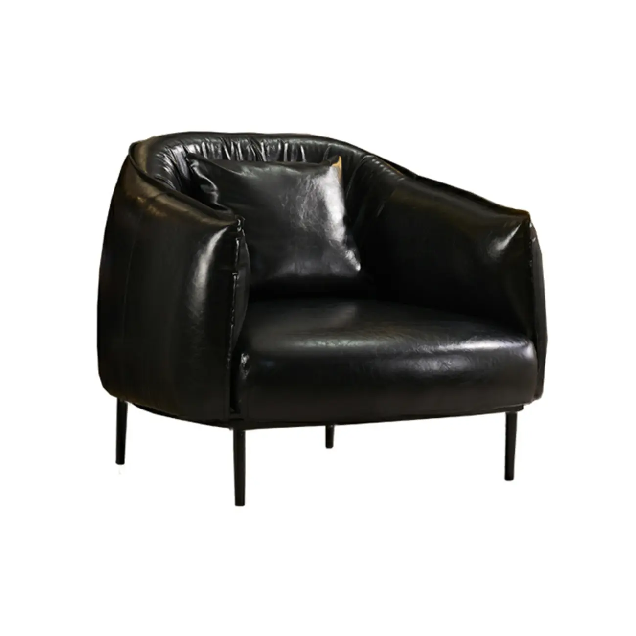Retro Leather Barrel Accent Chair with Floral Fabric for Home Image - 4 | homeyfad
