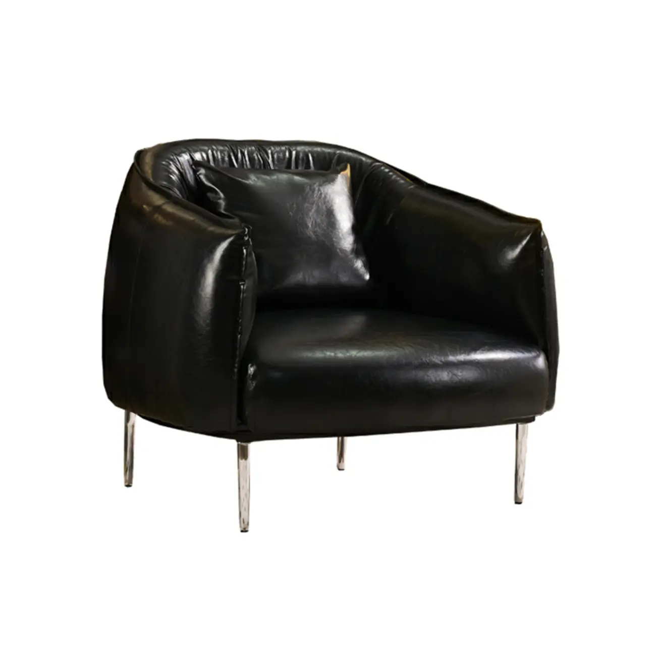 Retro Leather Barrel Accent Chair with Floral Fabric for Home Image - 8 | homeyfad