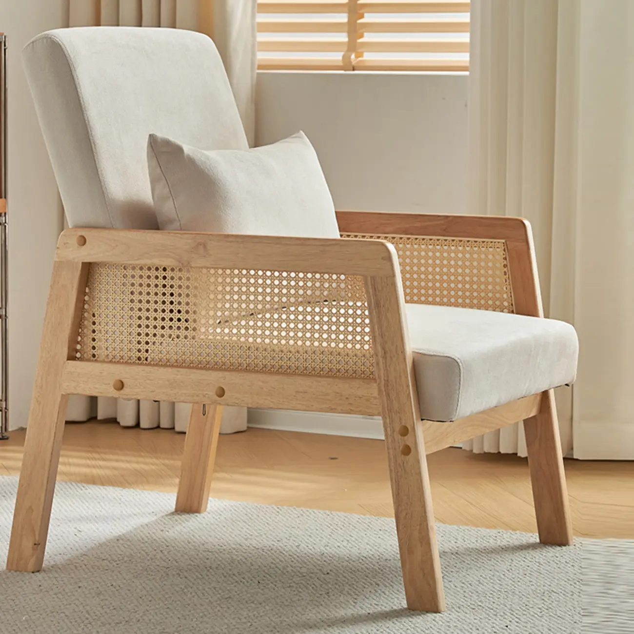 Classic Fabric Accent Chairs with Wooden Arms for Living Room Image - 6 | homeyfad