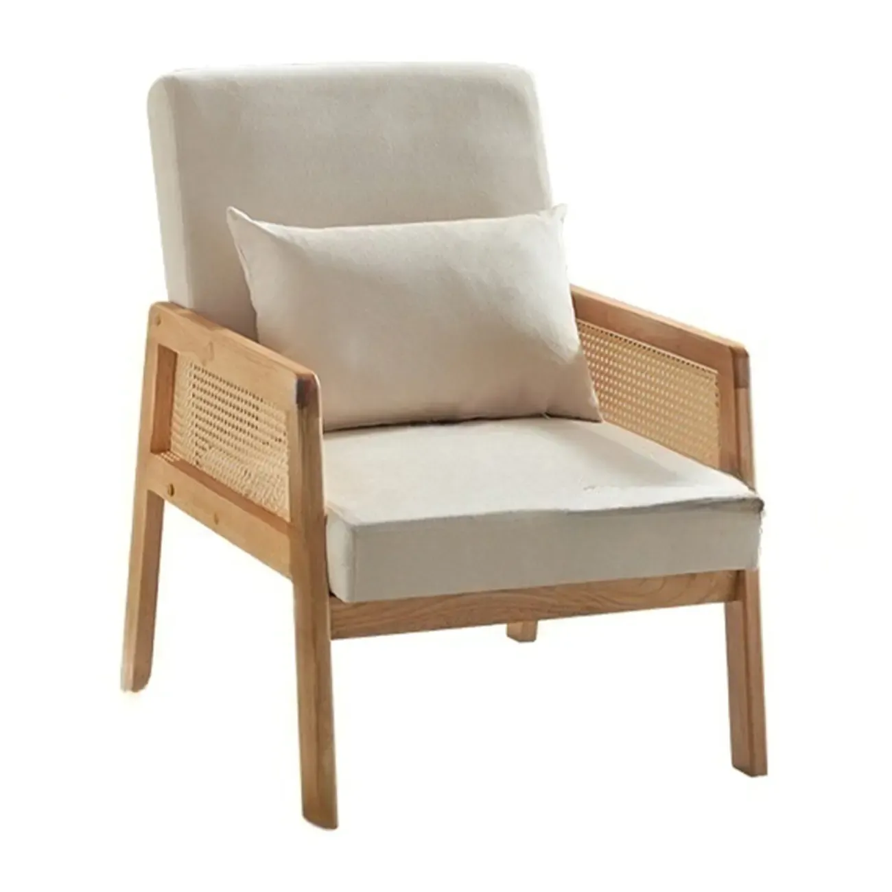 Classic Fabric Accent Chairs with Wooden Arms for Living Room Image - 9