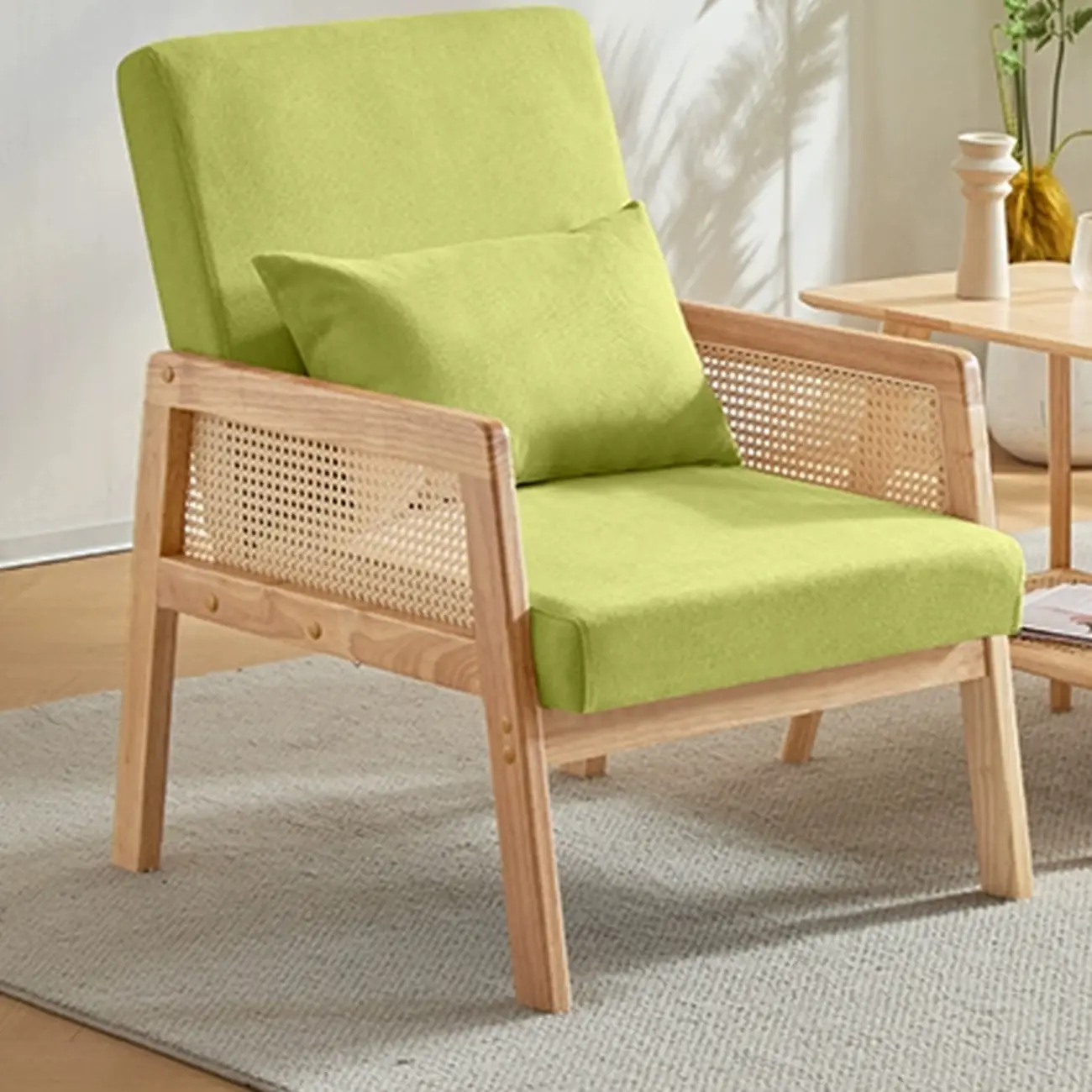 Classic Fabric Accent Chairs with Wooden Arms for Living Room Image - 11 | homeyfad