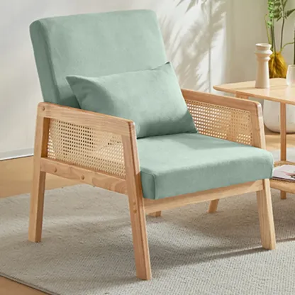 Classic Fabric Accent Chairs with Wooden Arms for Living Room Image - 3