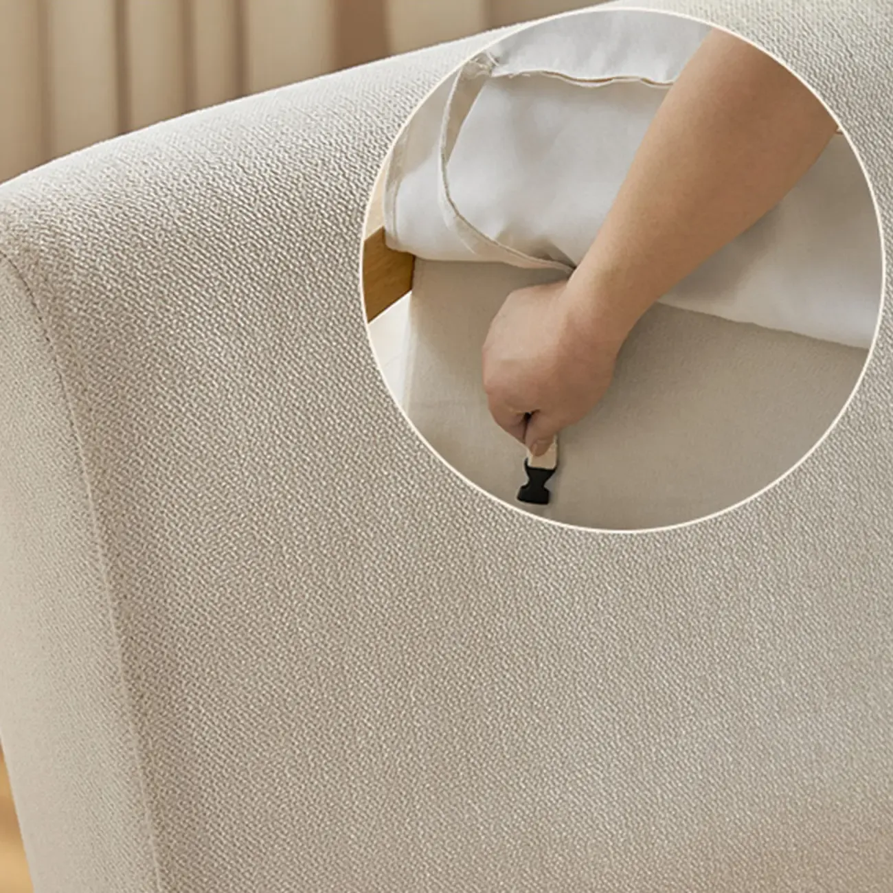 Classic Fabric Accent Chairs with Wooden Arms for Living Room Image - 15