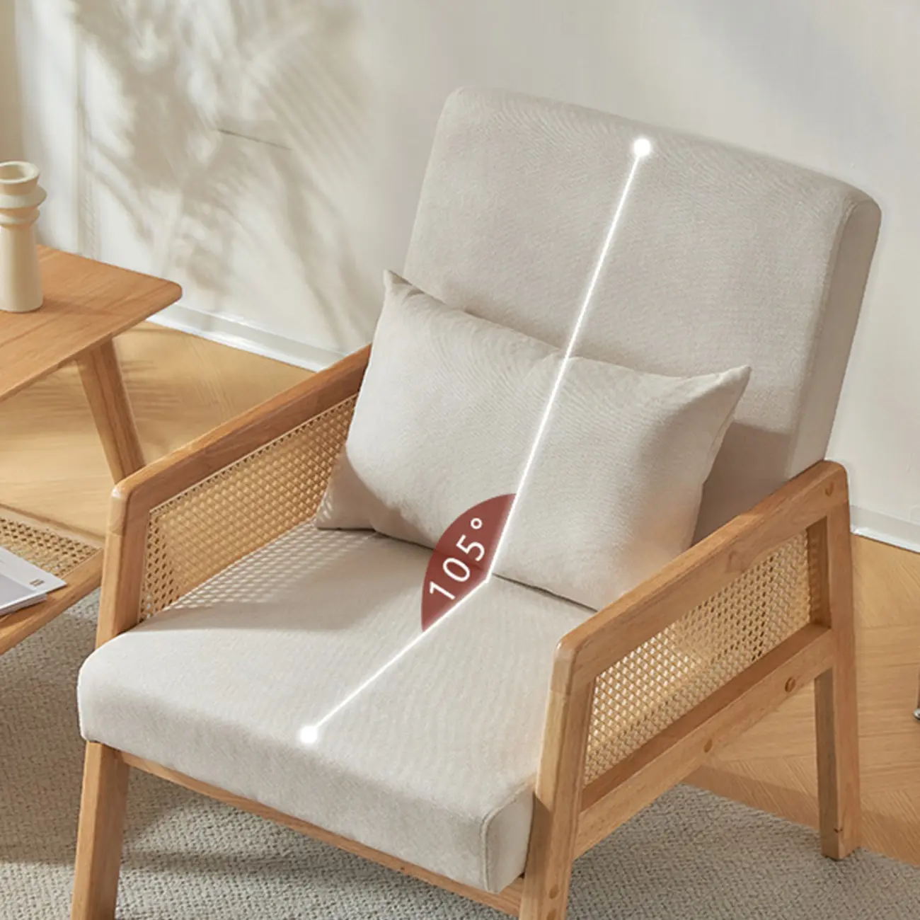 Classic Fabric Accent Chairs with Wooden Arms for Living Room Image - 17 | homeyfad