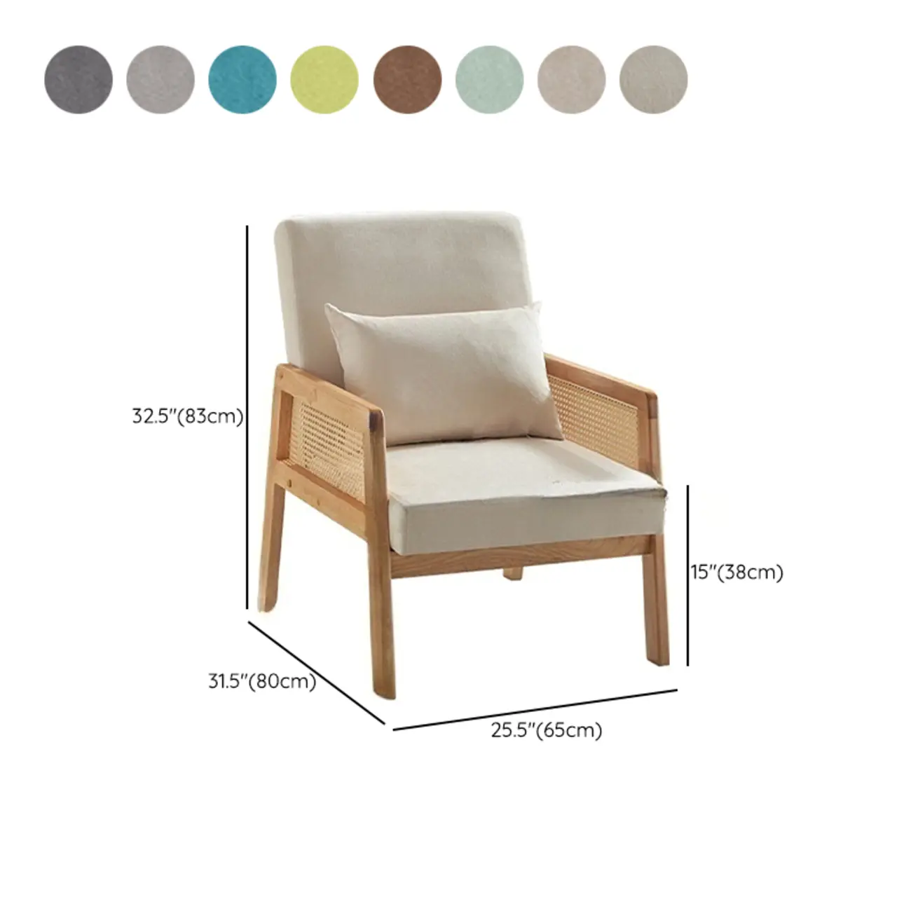 Classic Fabric Accent Chairs with Wooden Arms for Living Room #size | homeyfad