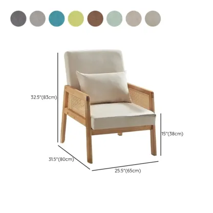 Classic Fabric Accent Chairs with Wooden Arms for Living Room #size