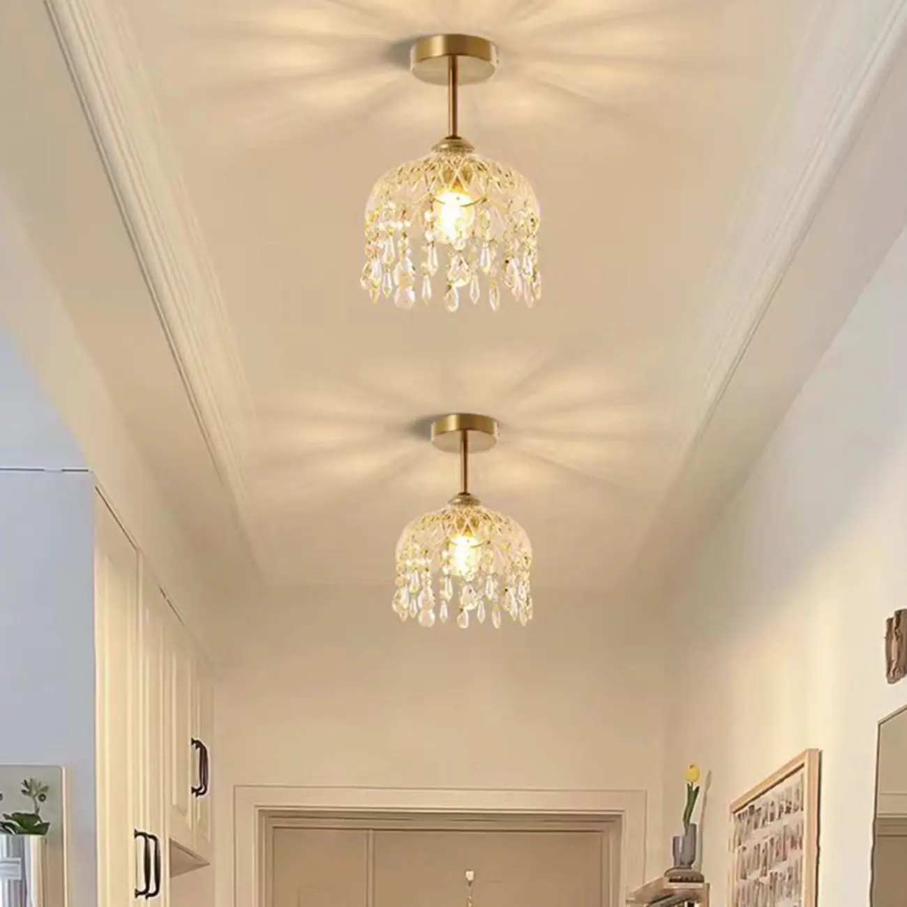 Exquisite Crystal Semi-Flush LED Ceiling Light for Indoor Image - 1 | homeyfad