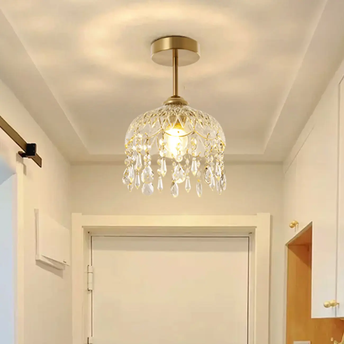 Exquisite Crystal Semi-Flush LED Ceiling Light for Indoor Image - 2 | homeyfad
