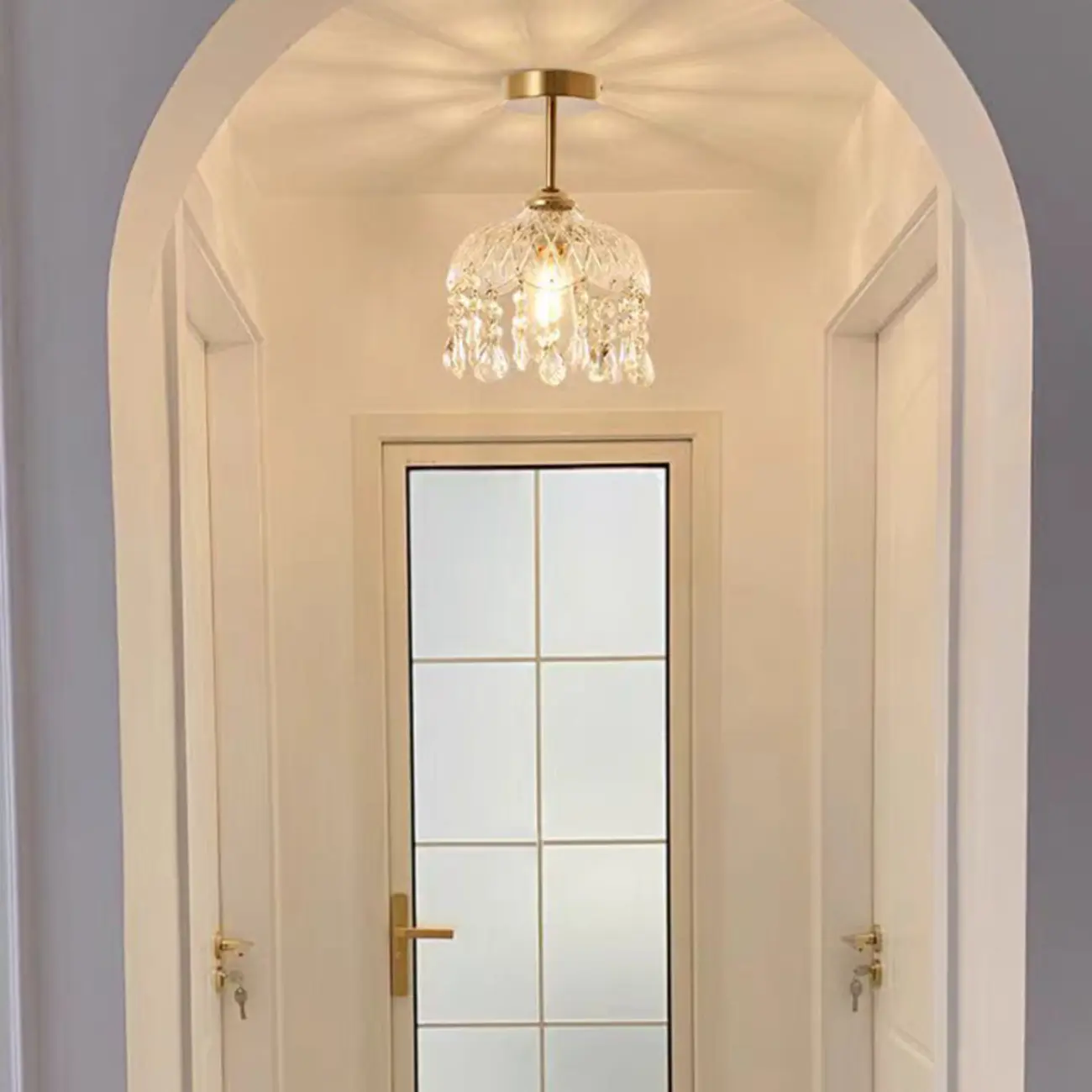 Exquisite Crystal Semi-Flush LED Ceiling Light for Indoor Image - 3 | homeyfad