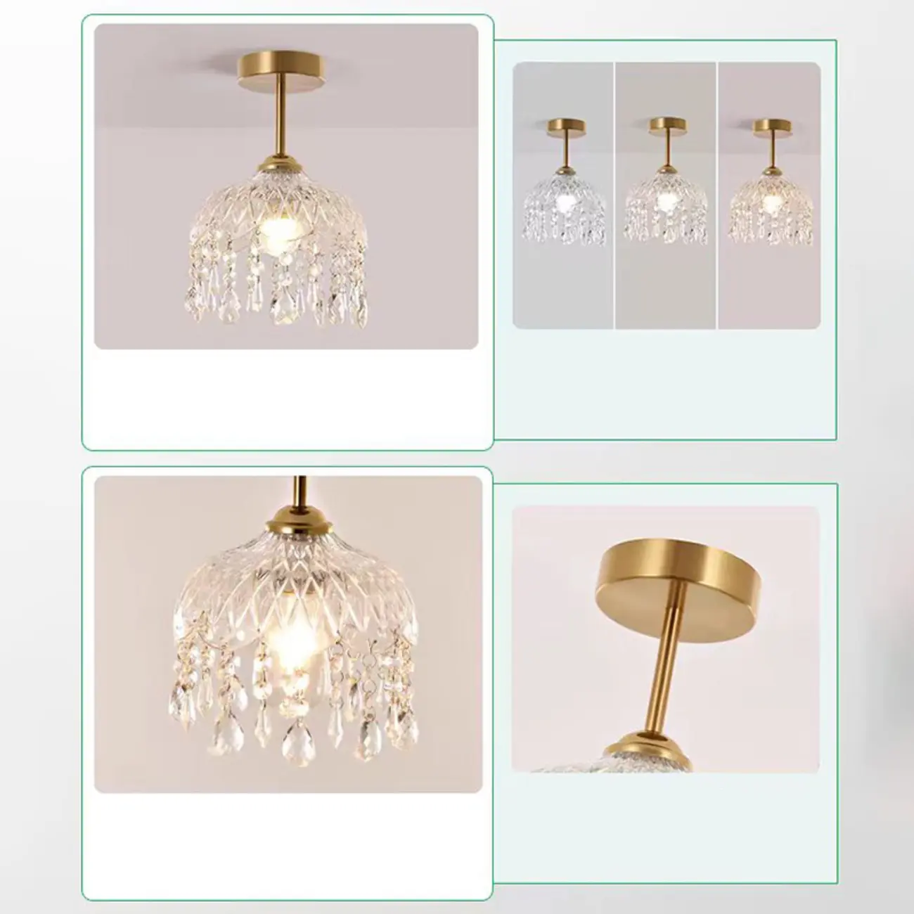 Exquisite Crystal Semi-Flush LED Ceiling Light for Indoor Image - 5 | homeyfad