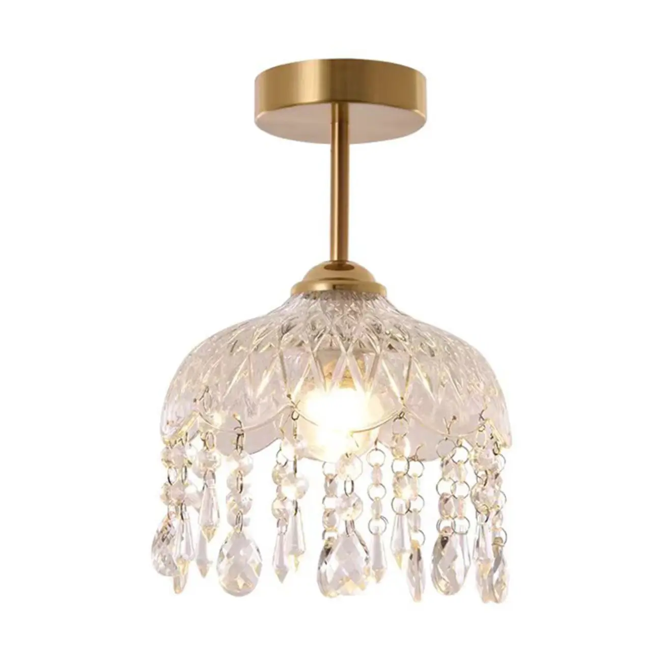 Exquisite Crystal Semi-Flush LED Ceiling Light for Indoor Image - 6 | homeyfad