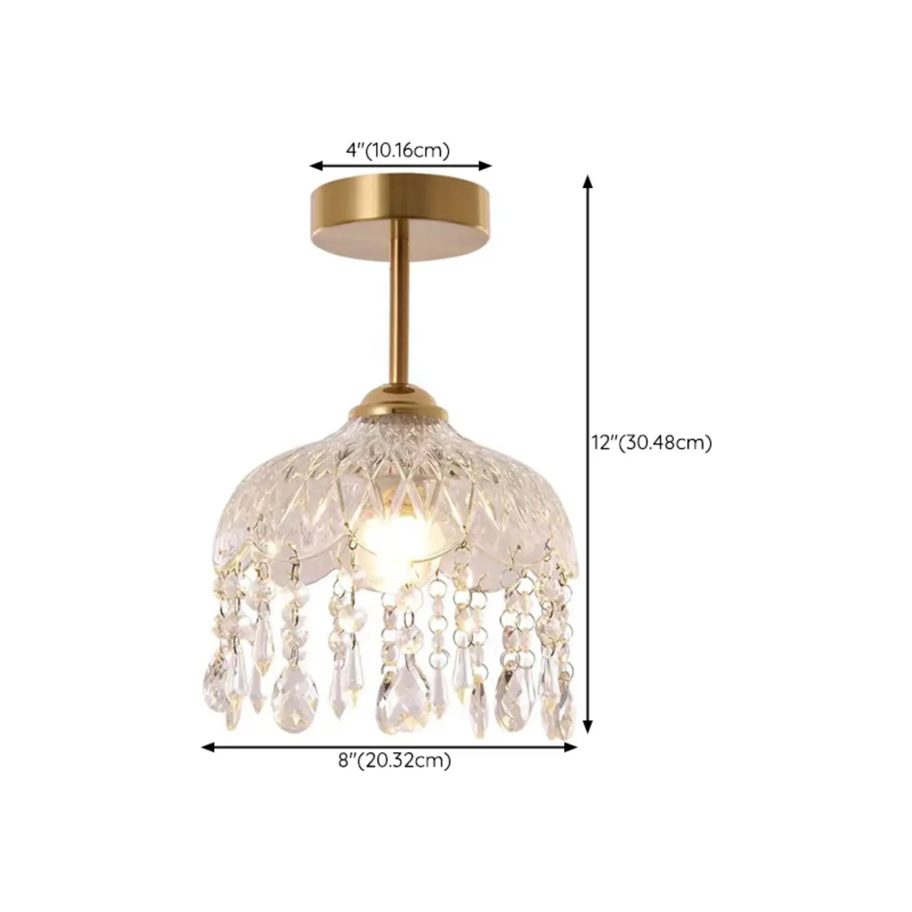 Exquisite Crystal Semi-Flush LED Ceiling Light for Indoor #size | homeyfad