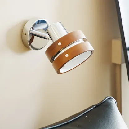 Contemporary Simplicity Walnut Chrome Wall Sconce Image - 1