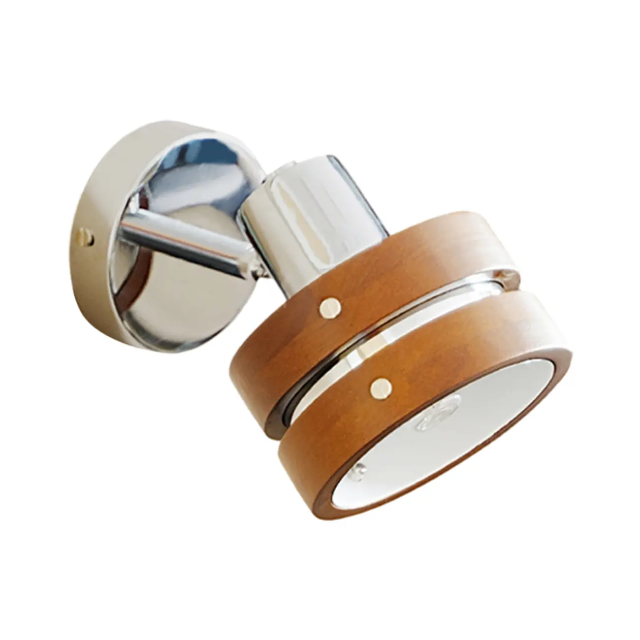 Contemporary Simplicity Walnut Chrome Wall Sconce Image - 5 | homeyfad