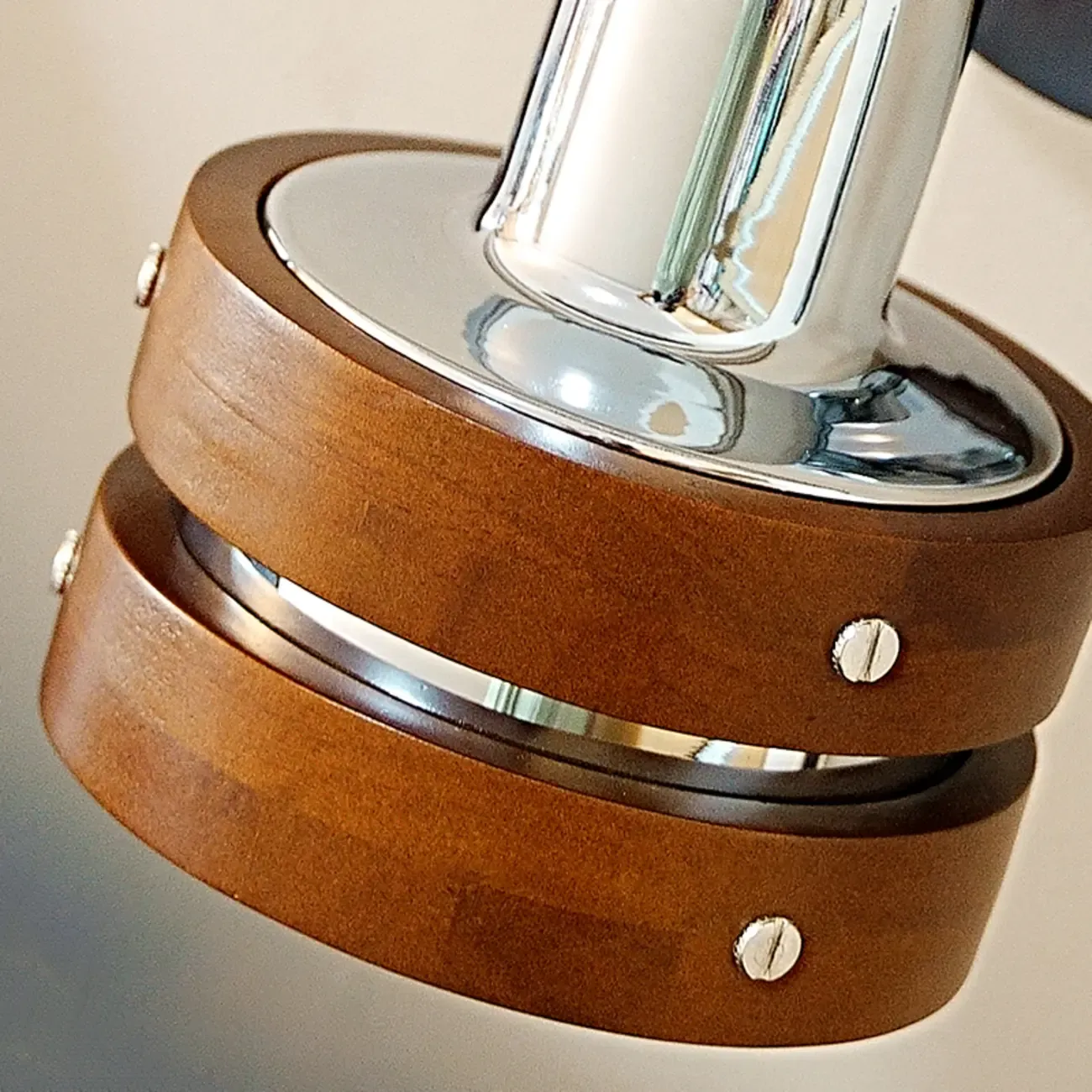 Contemporary Simplicity Walnut Chrome Wall Sconce Image - 6