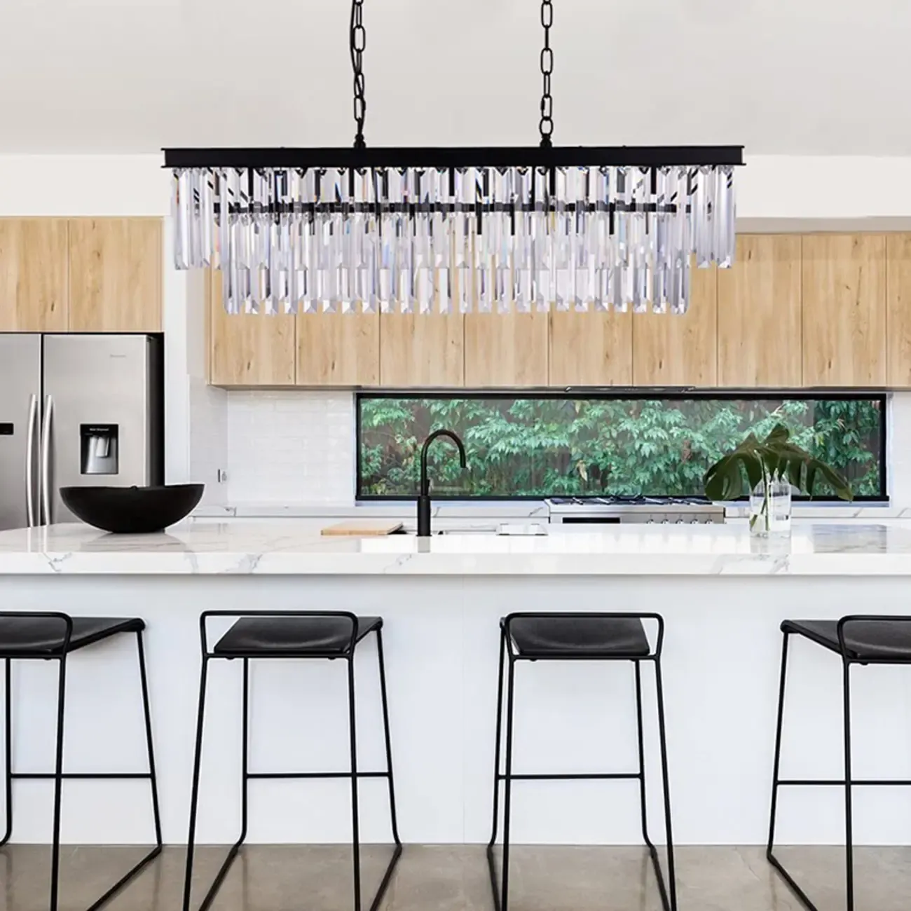 Modern 2-Tier Crystal Pendant Lighting for Kitchen Island Image - 4
