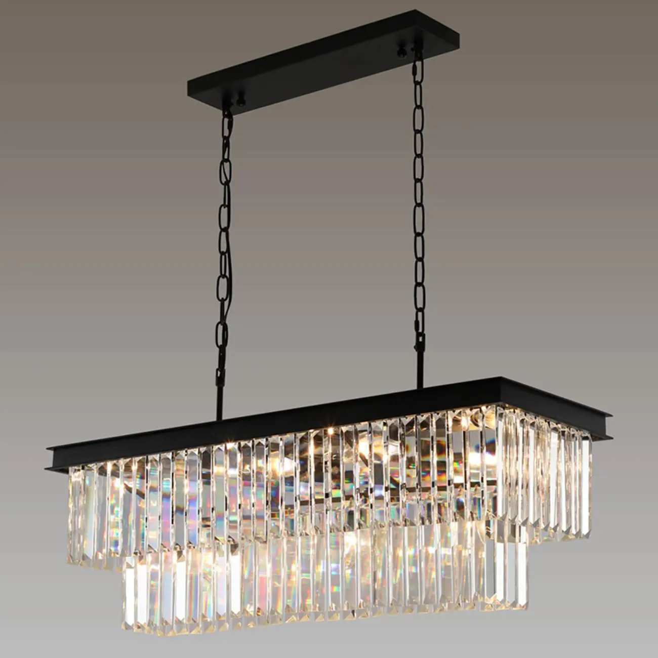 Modern 2-Tier Crystal Pendant Lighting for Kitchen Island Image - 7 | homeyfad