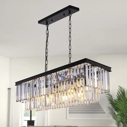 Modern 2-Tier Crystal Pendant Lighting for Kitchen Island Image - 11
