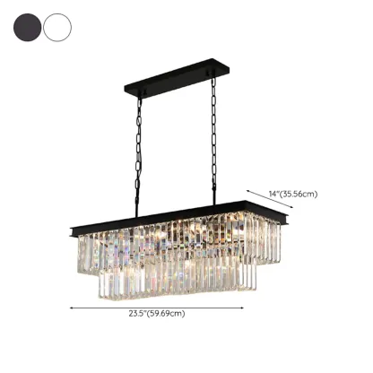 Modern 2-Tier Crystal Pendant Lighting for Kitchen Island #size
