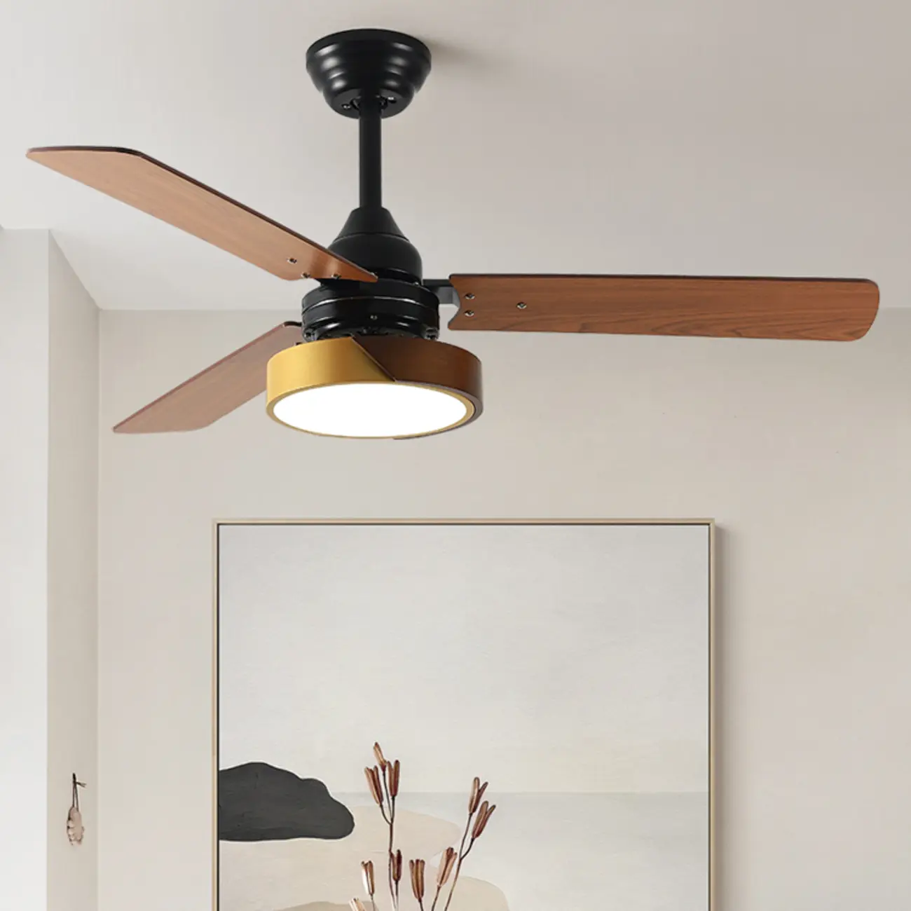 42" Solid Wood Black LED Ceiling Fan with Light Remote Image - 1 | homeyfad