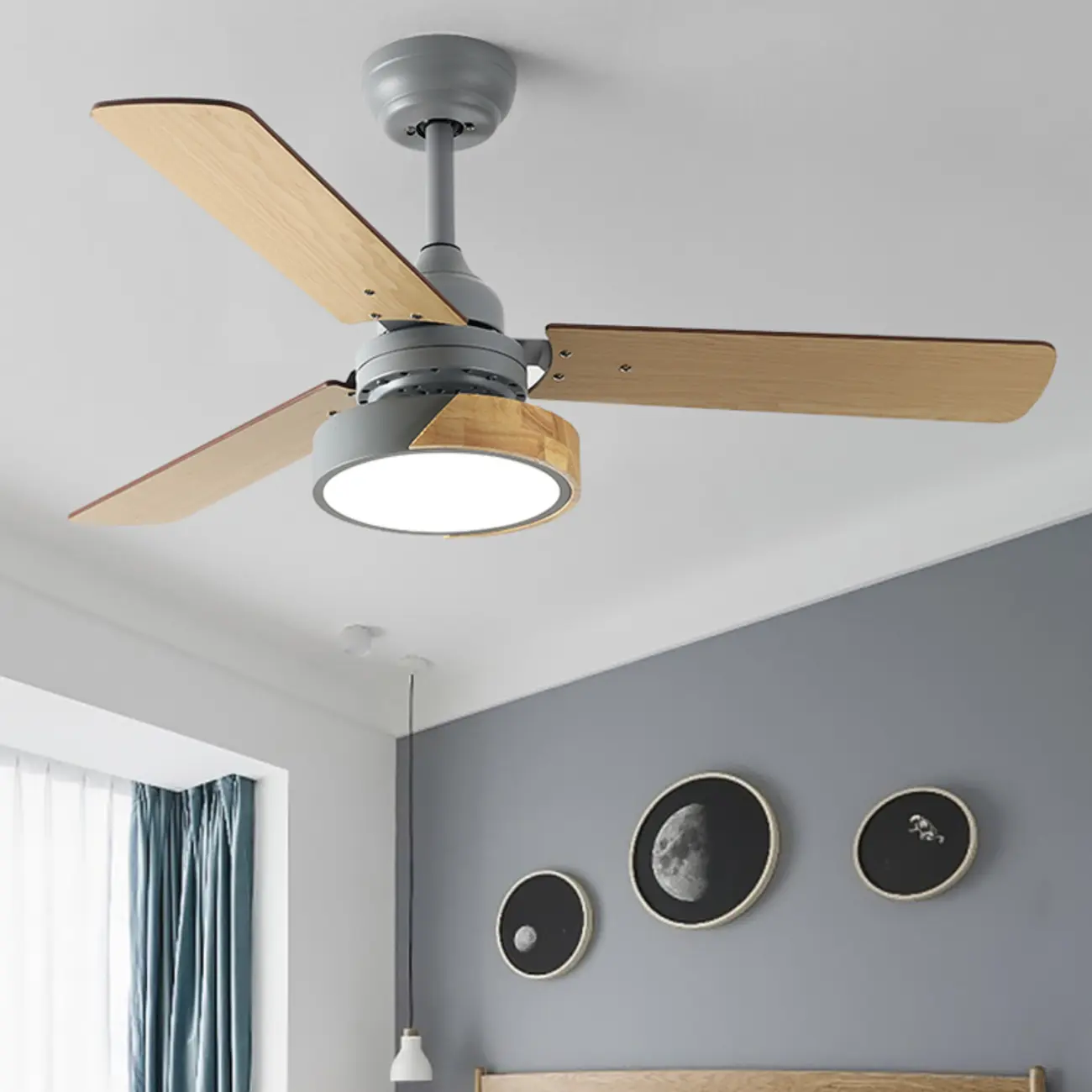 42" Solid Wood Black LED Ceiling Fan with Light Remote Image - 2 | homeyfad