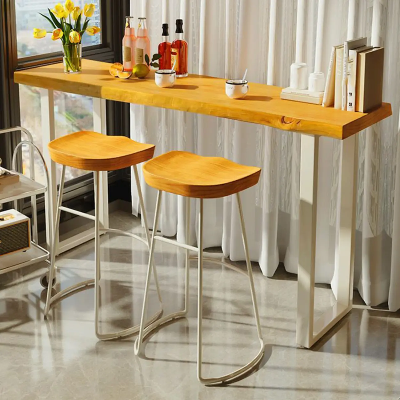 Modern Wooden Counter Height Bar Table for Home Pub Use Image - 1 | homeyfad