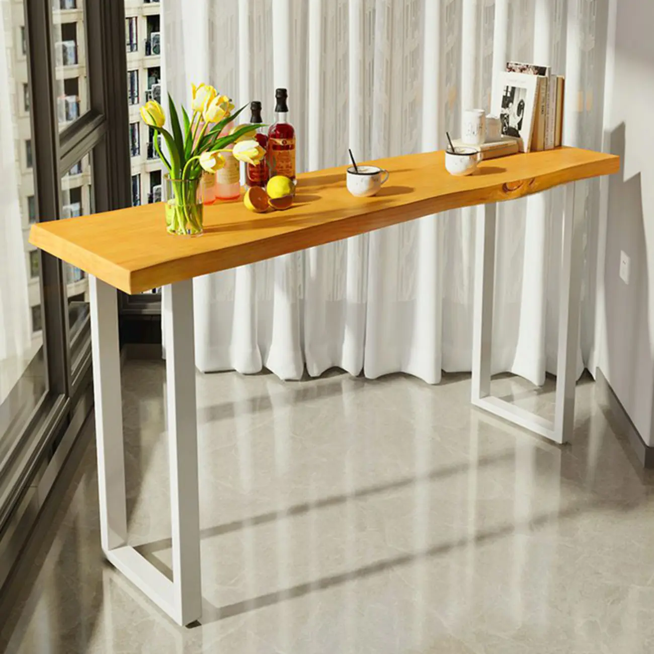 Modern Wooden Counter Height Bar Table for Home Pub Use Image - 2 | homeyfad