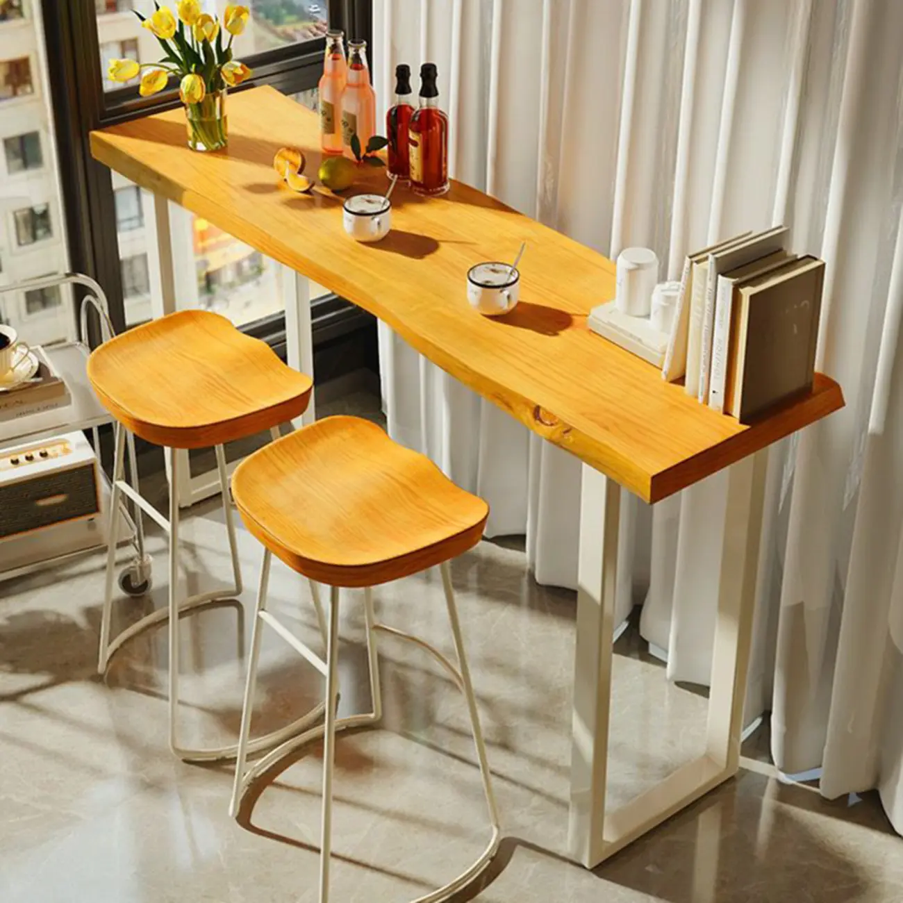 Modern Wooden Counter Height Bar Table for Home Pub Use Image - 3 | homeyfad
