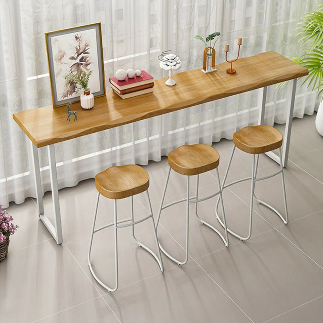 Modern Wooden Counter Height Bar Table for Home Pub Use Image - 4 | homeyfad