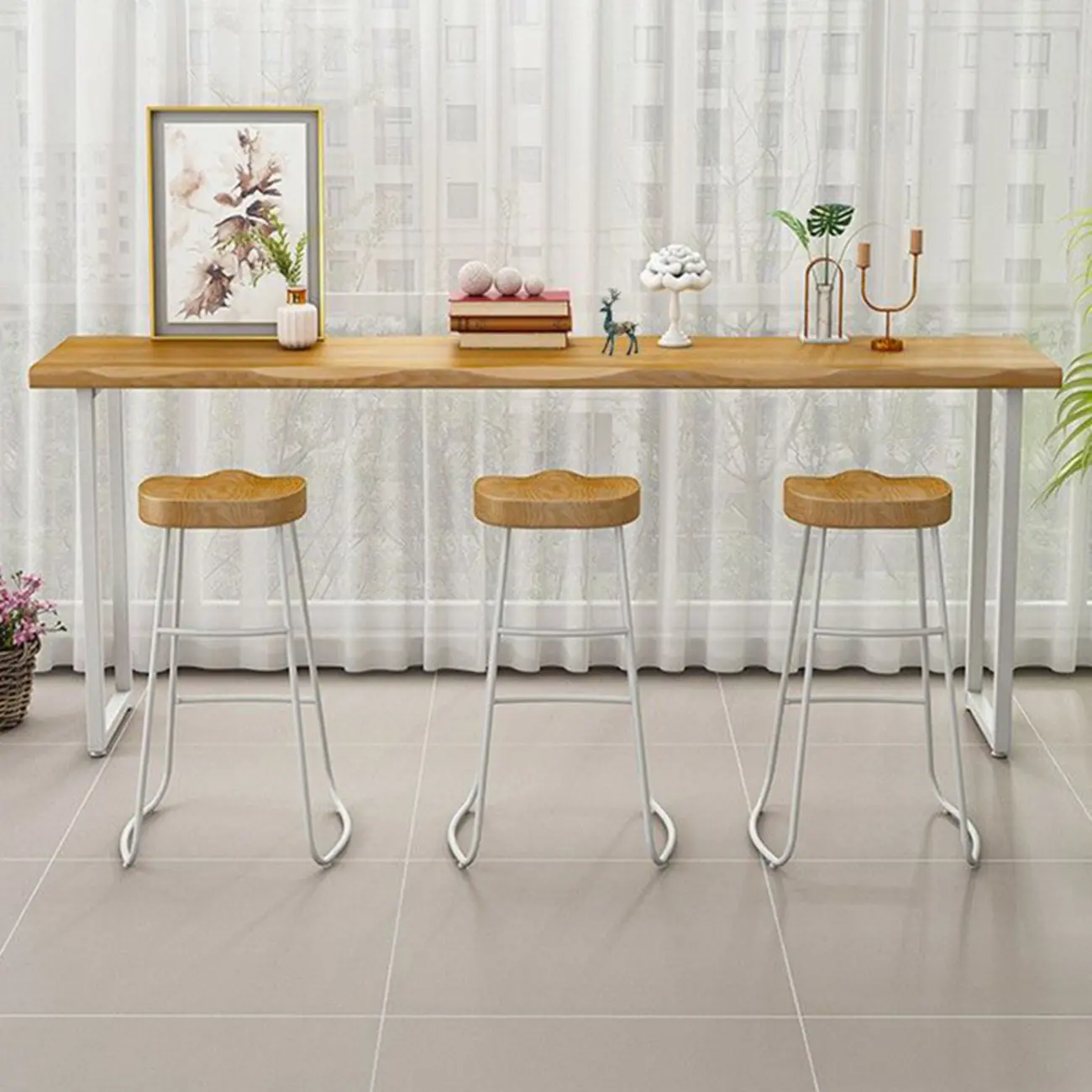 Modern Wooden Counter Height Bar Table for Home Pub Use Image - 5 | homeyfad