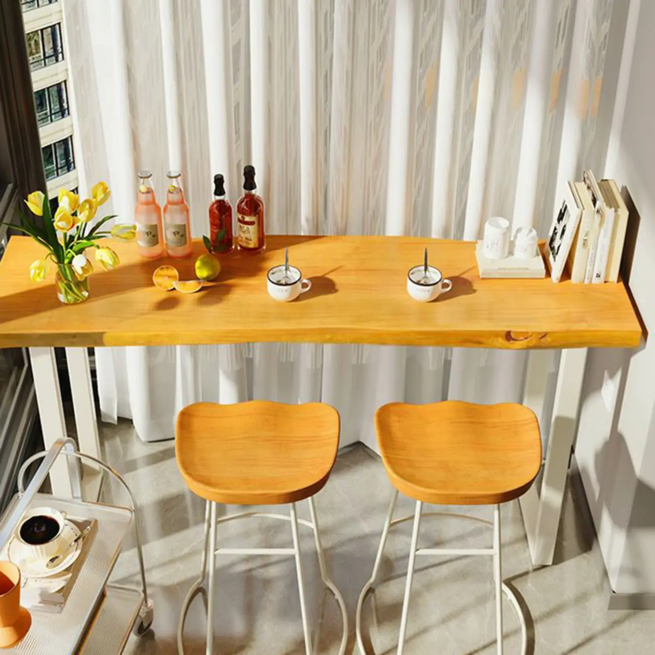 Modern Wooden Counter Height Bar Table for Home Pub Use Image - 8 | homeyfad