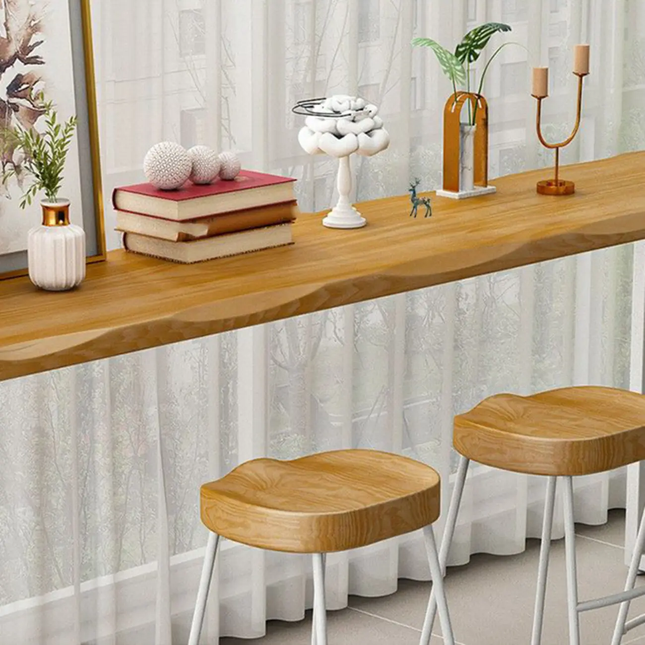 Modern Wooden Counter Height Bar Table for Home Pub Use Image - 10 | homeyfad