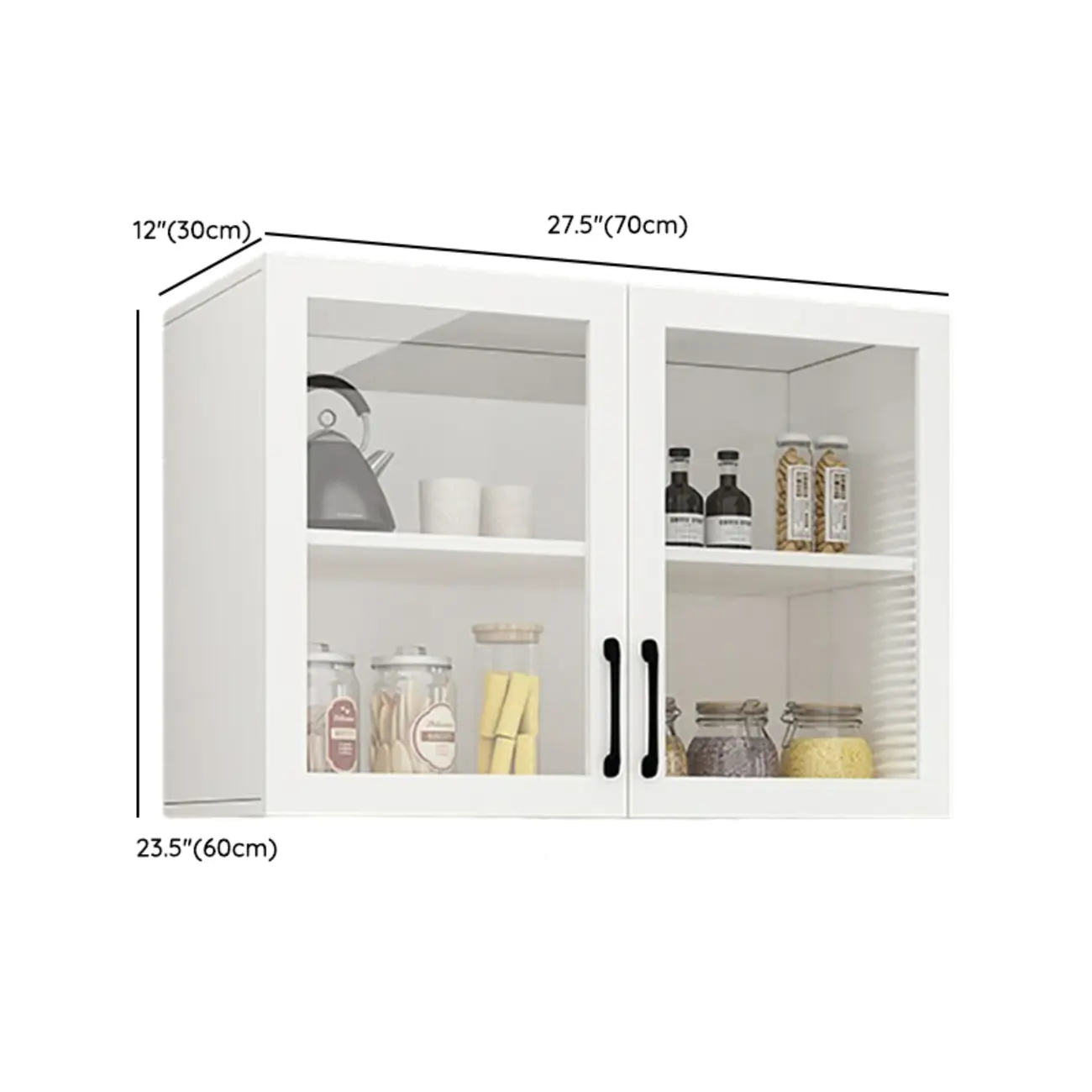Kitchen Floating White Wood Glass Enclosed Display Cabinet Image - 16 | homeyfad