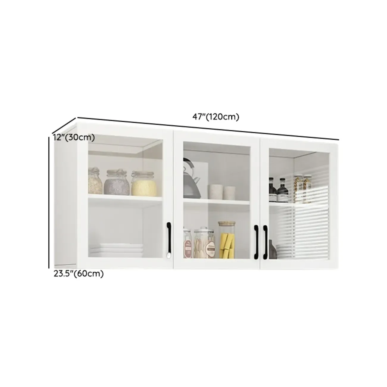 Kitchen Floating White Wood Glass Enclosed Display Cabinet Image - 19