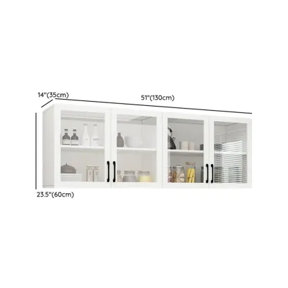 Kitchen Floating White Wood Glass Enclosed Display Cabinet Image - 23