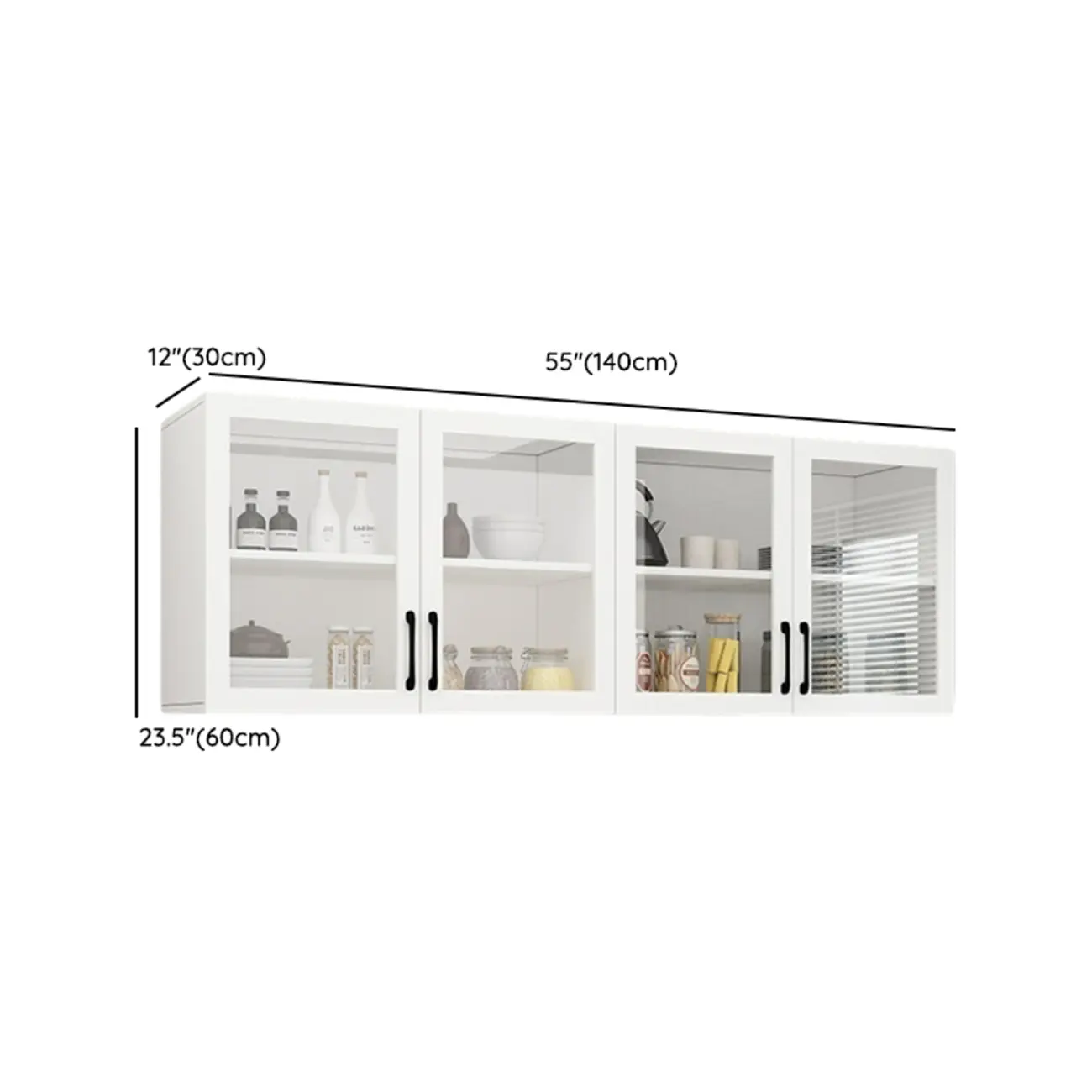 Kitchen Floating White Wood Glass Enclosed Display Cabinet Image - 25 | homeyfad