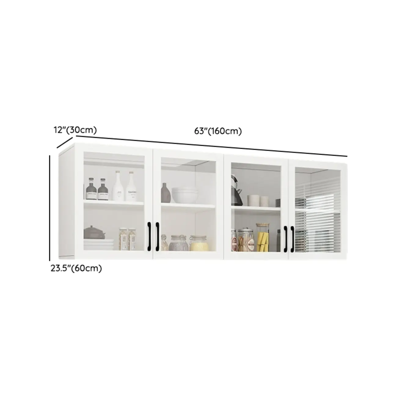 Kitchen Floating White Wood Glass Enclosed Display Cabinet Image - 26 | homeyfad