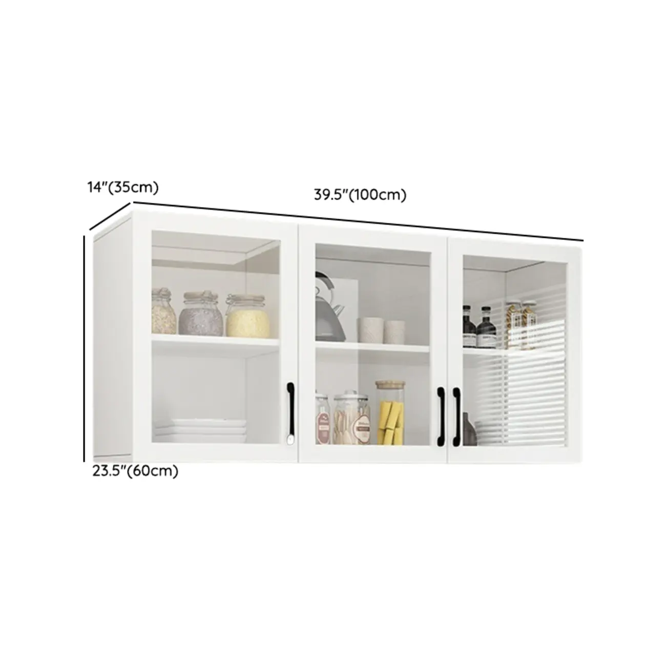 Kitchen Floating White Wood Glass Enclosed Display Cabinet Image - 28 | homeyfad