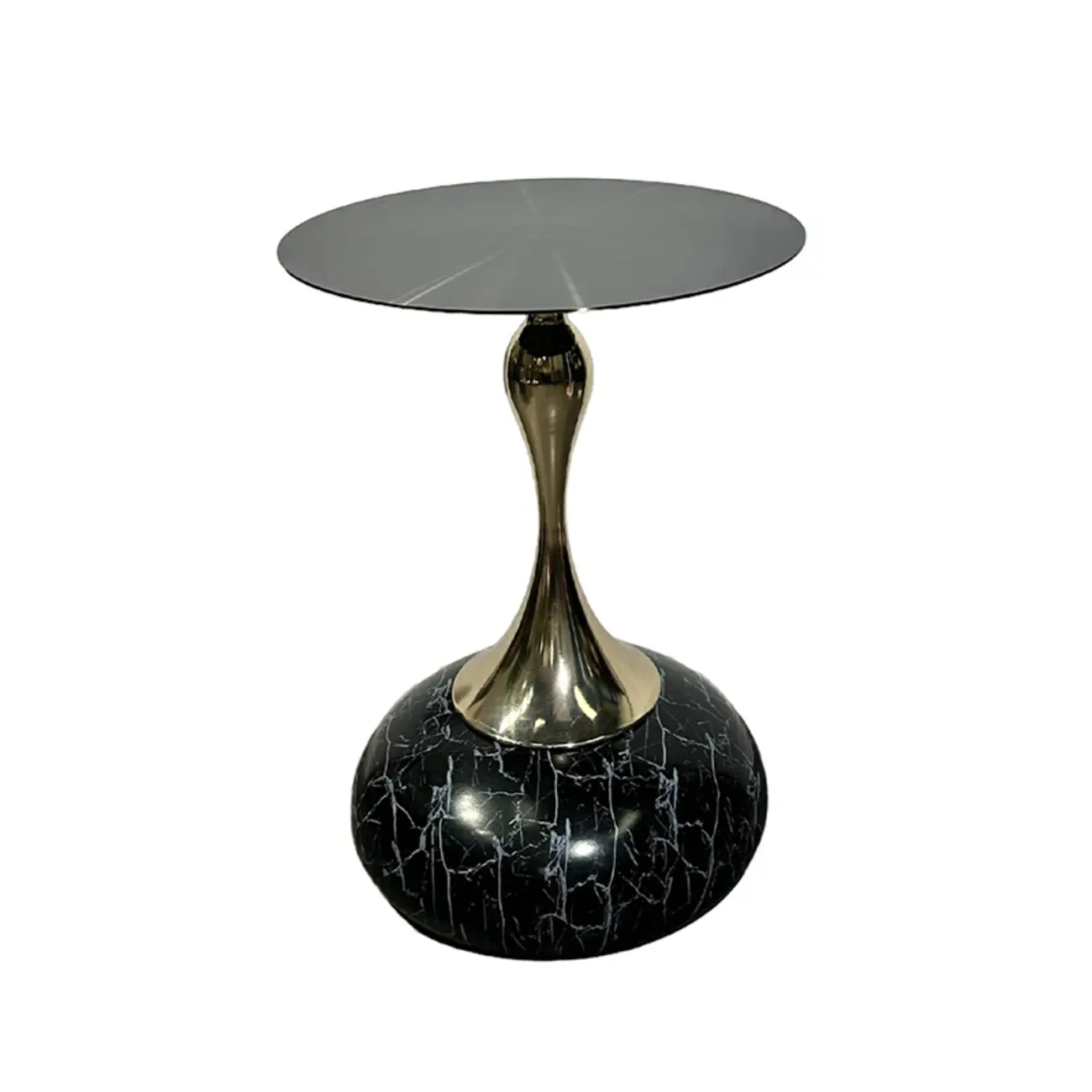 Glam Metal Round End Table with Tulip Base for Living Room Image - 7 | homeyfad