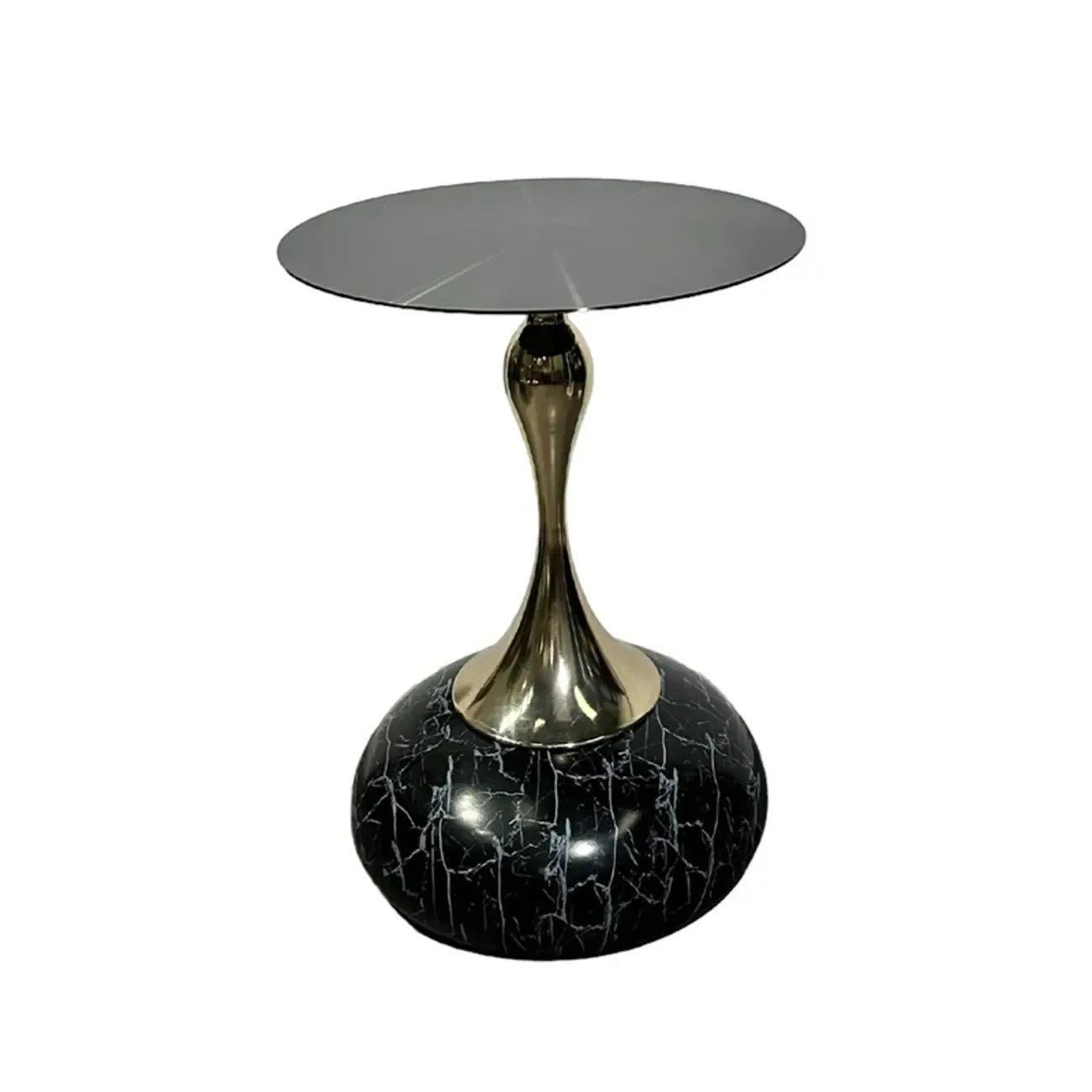 Glam Metal Round End Table with Tulip Base for Living Room Image - 7
