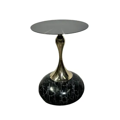 Glam Metal Round End Table with Tulip Base for Living Room Image - 7