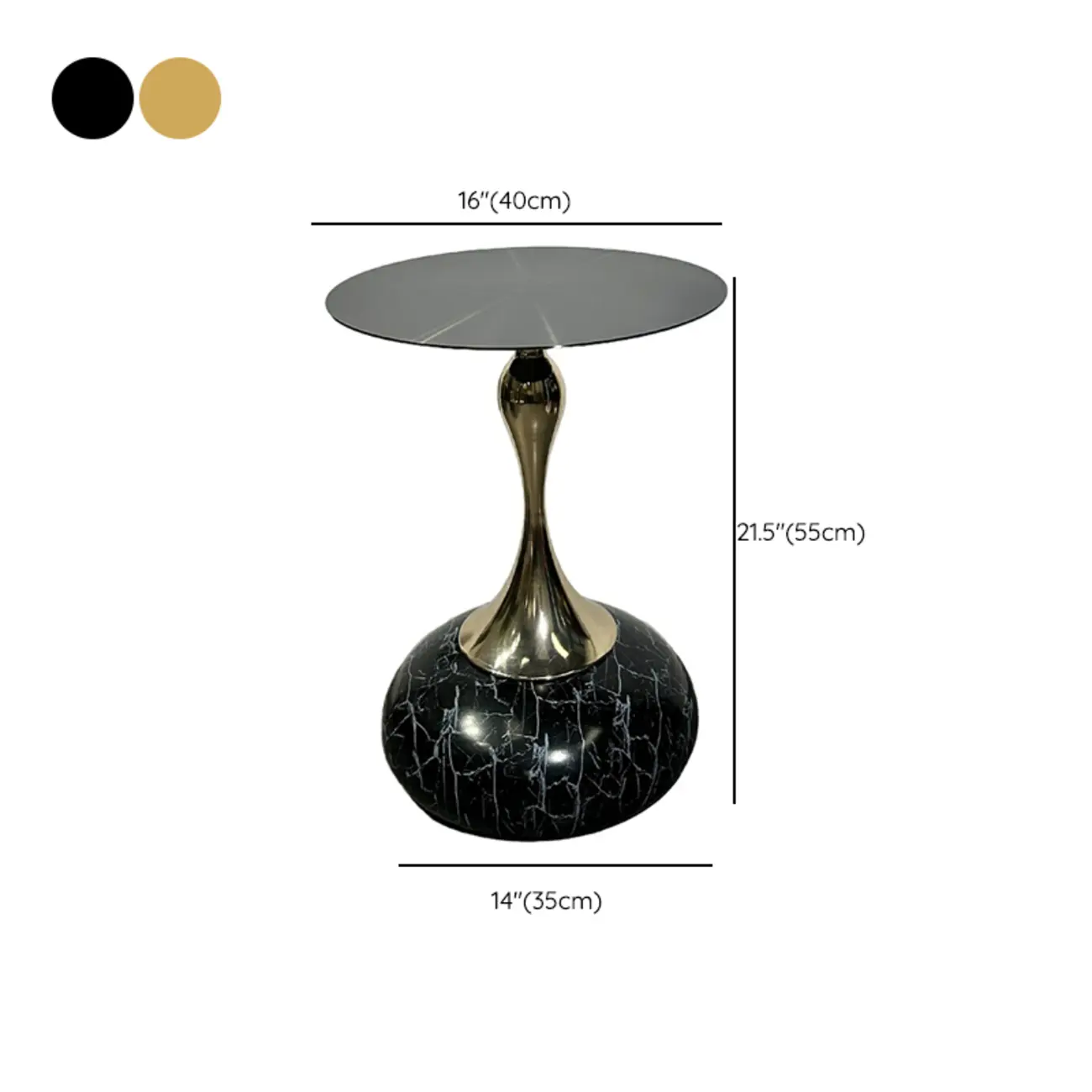 Glam Metal Round End Table with Tulip Base for Living Room #size | homeyfad