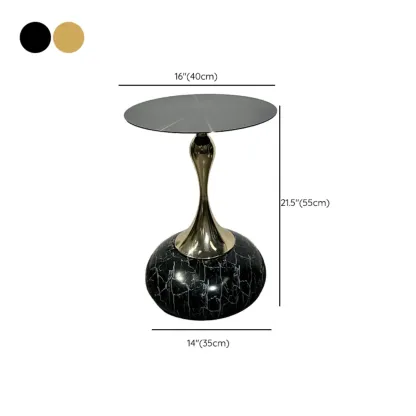 Glam Metal Round End Table with Tulip Base for Living Room #size